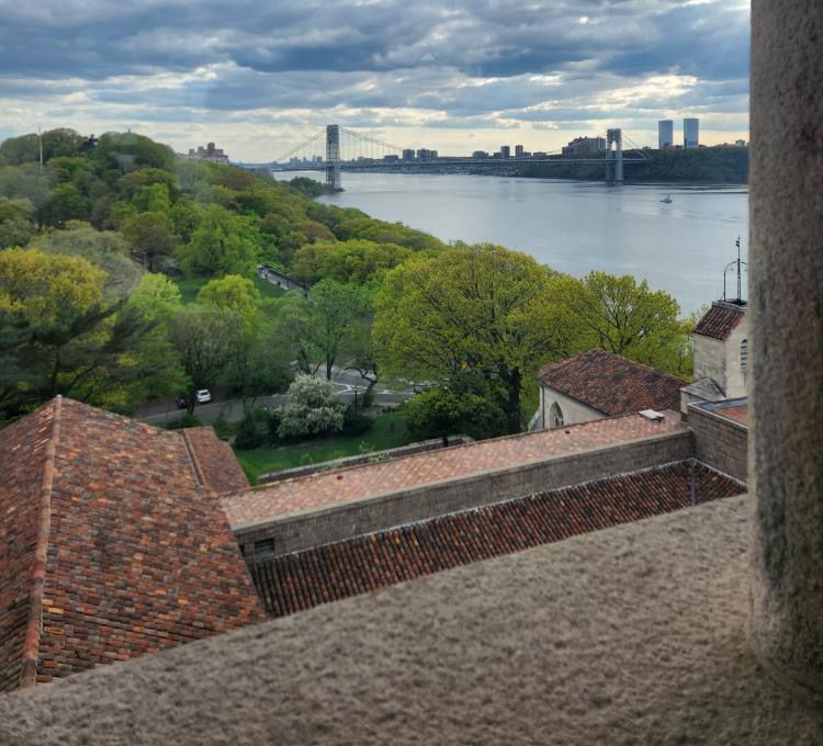 View of the Hudson river from a window.