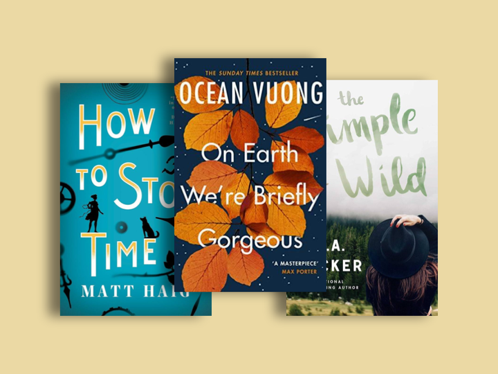 Book covers of "How to Stop Time," "On Earth We're Briefly Gorgeous," and "The Simple Wild.