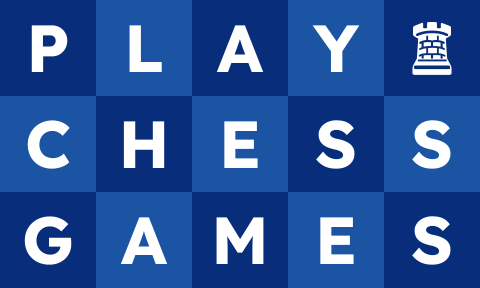 The phrase "play chess games" laid out on a blue checkerboard.